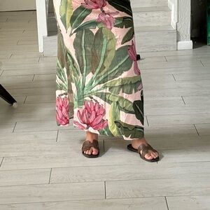 SHEIN Floral Maxi Skirt - Green and Pink
